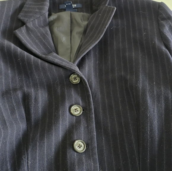 Chaps Womens Blazer sz 8 navy Blue Sport Jacket Striped Career - Picture 10 of 10